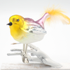 "Sparrow" Yellow and Pink Glass Bird Ornament