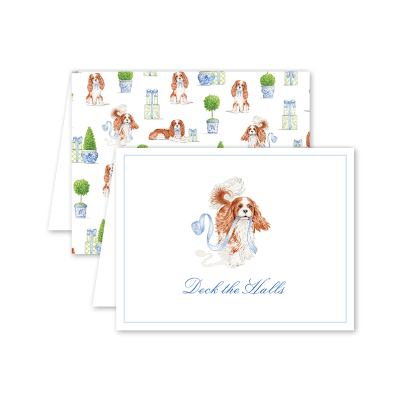 Dogwood Hill Dash Topiary and Toile Boxed Christmas Cards | Putti Christmas 