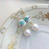 Chinoiserie Pearl Earrings - Blue | Putti Fine Fashions Canada