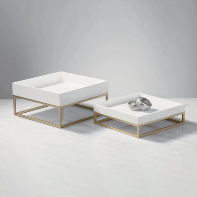 Square White and Gold Display Stands | Putti Fine Furnishings Canada