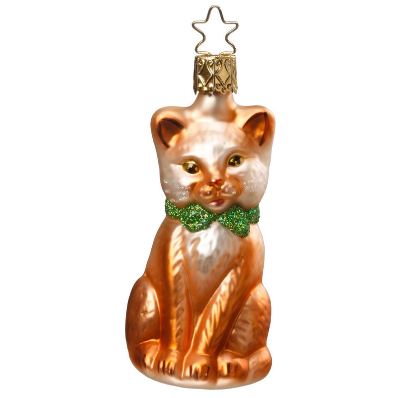 Inge Glas "Purr-fect" Ginger Cat European Glass Ornament