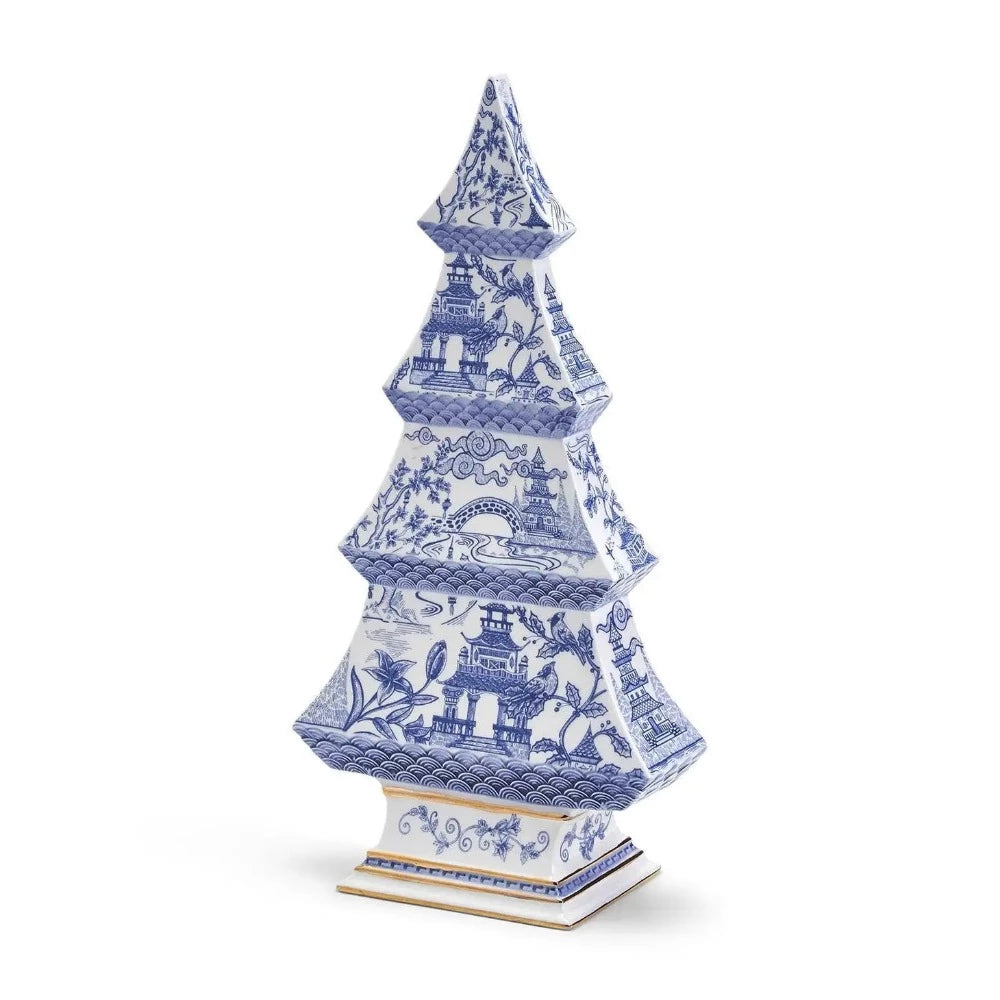 Two's Company Blue and White Chinoiserie Ceramic Christmas Tree | Putti Christmas 