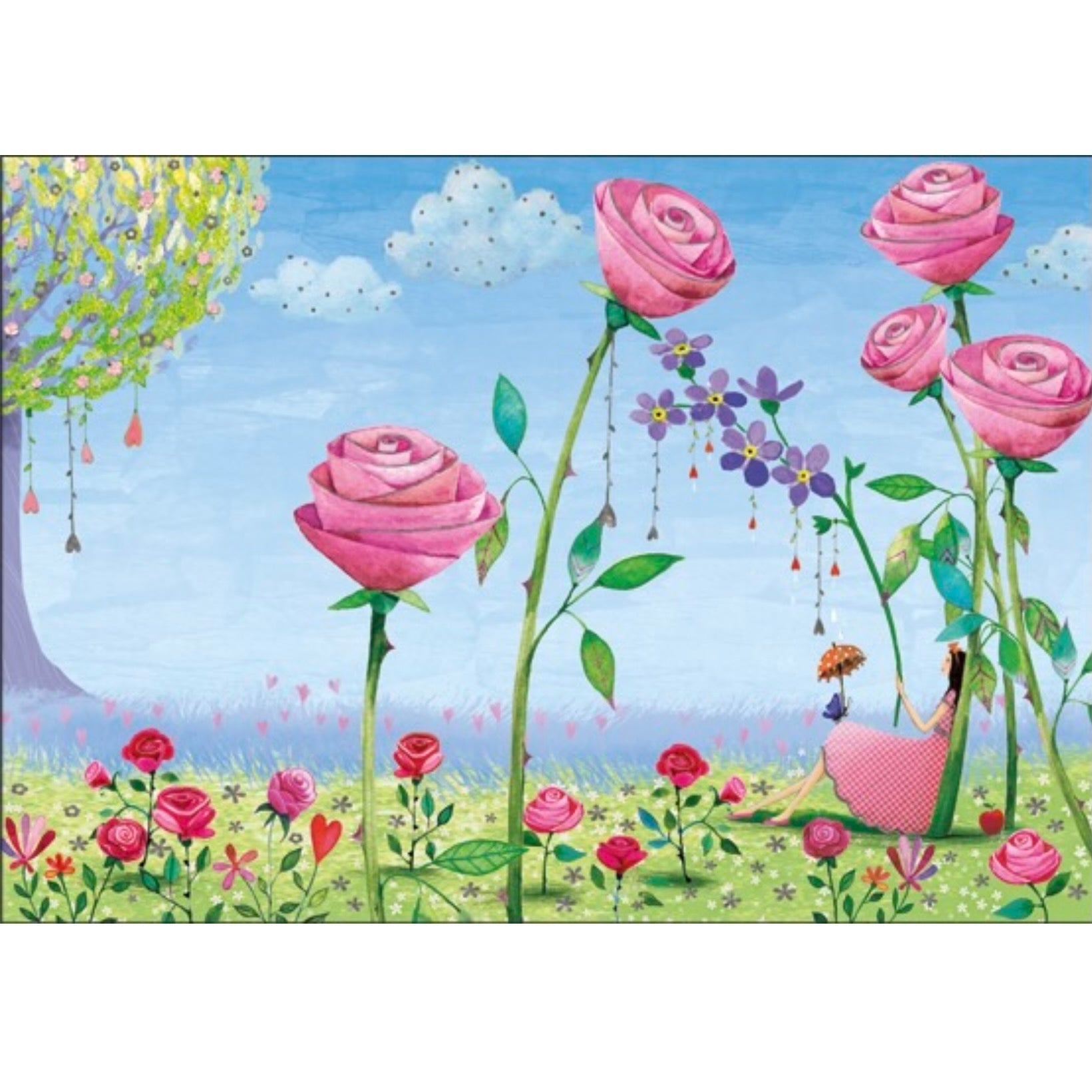 Woman in Rose Garden Greeting Card