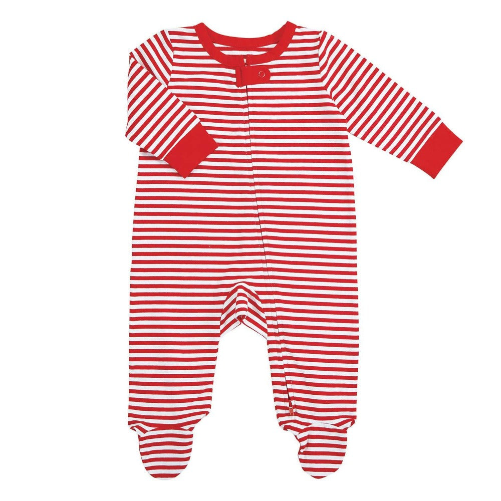 Stephan Baby Christmas Red and White Stripe Footie Pajamas