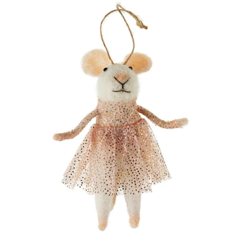 "Sugar Plum Fairy" Felted Mouse Ornament | Putti Celebrations 