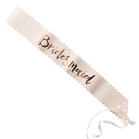  "Team Bride" Pink And Rose Gold "Bridesmaid" Sash, GR-Ginger Ray UK, Putti Fine Furnishings