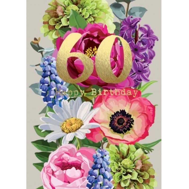 "60 Happy Birthday" Floral Greeting Card | Putti 