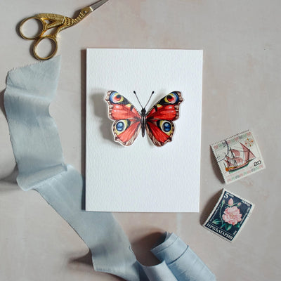 Sophie Brabins UK Peacock Butterfly Greeting Card | Putti