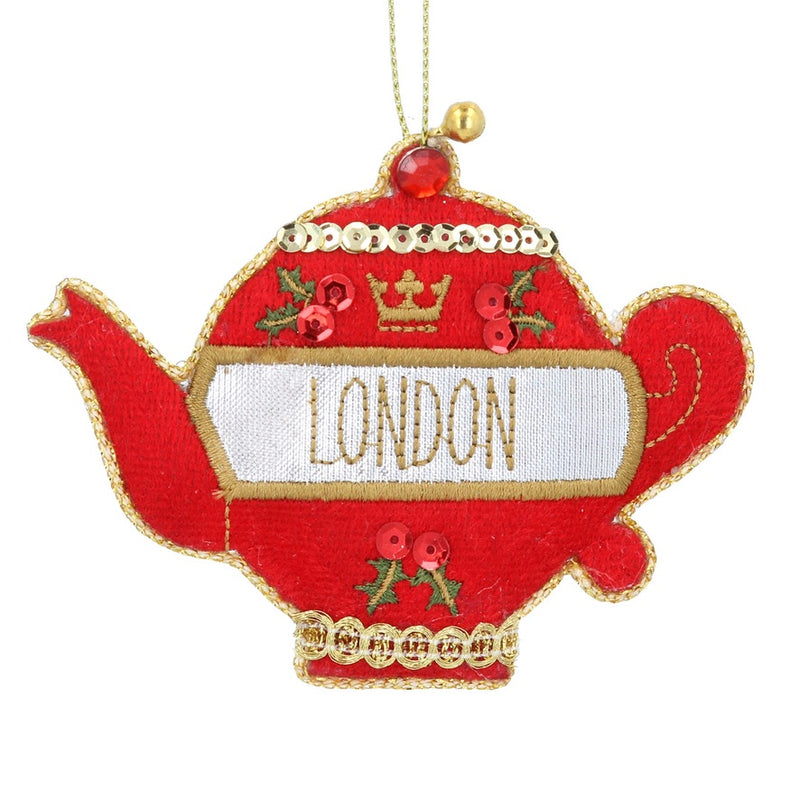 Velvet "London" Teapot Ornament