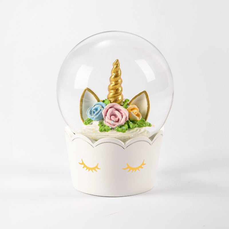 Flower Unicorn Snow Globe | Putti Fine Furnishings 