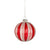 Red with White Glitter Ribbed Glass Ball Ornament