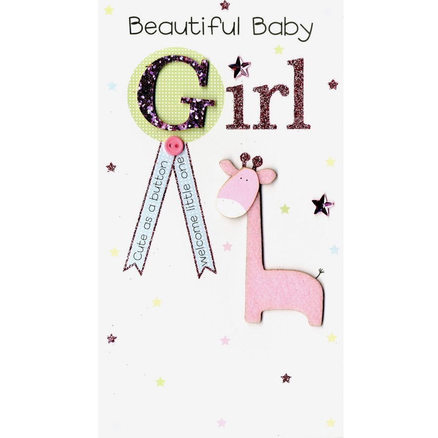 "Beautiful Baby Girl" Giraffe Greeting Card | Putti Celebrations 