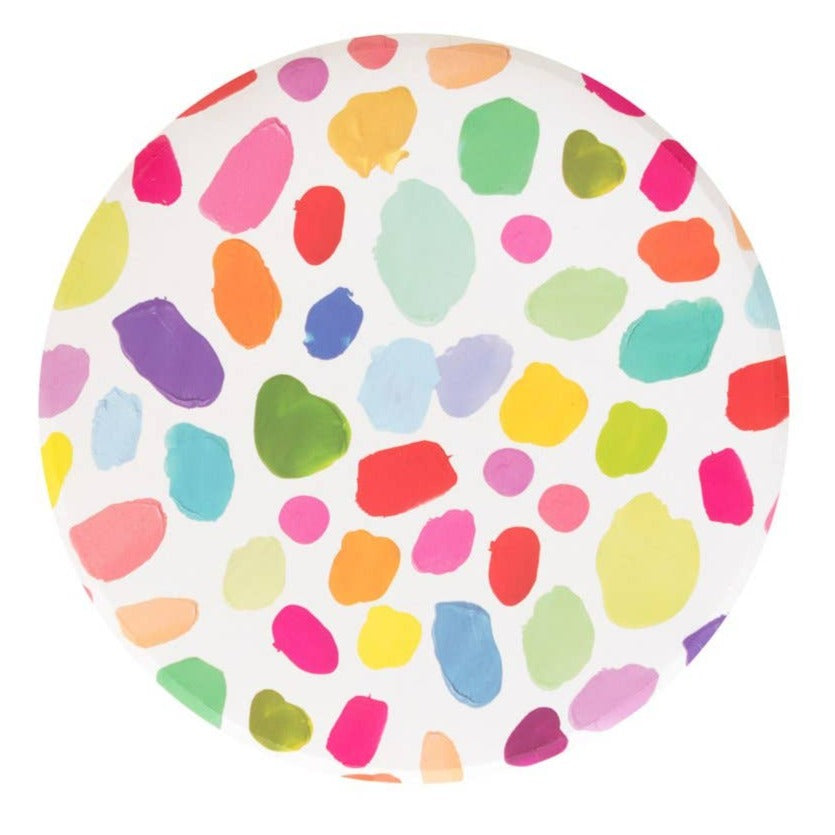 Kindah Low Rim Rainbow Leopard Paper Plates - Small