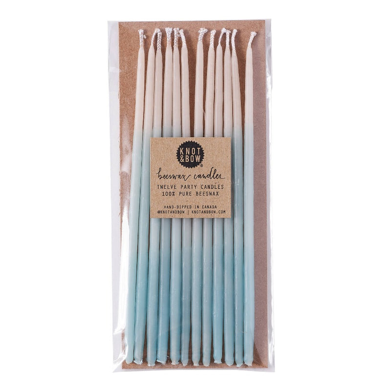 Knot & Bow - Tall Aqua Ombre Beeswax Birthday Candles | Putti Celebrations Canada