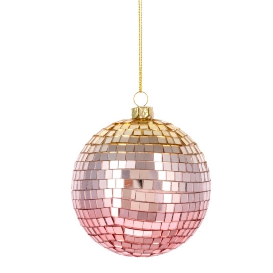 Ombre Mirrored Ball Ornament - Pale Pink