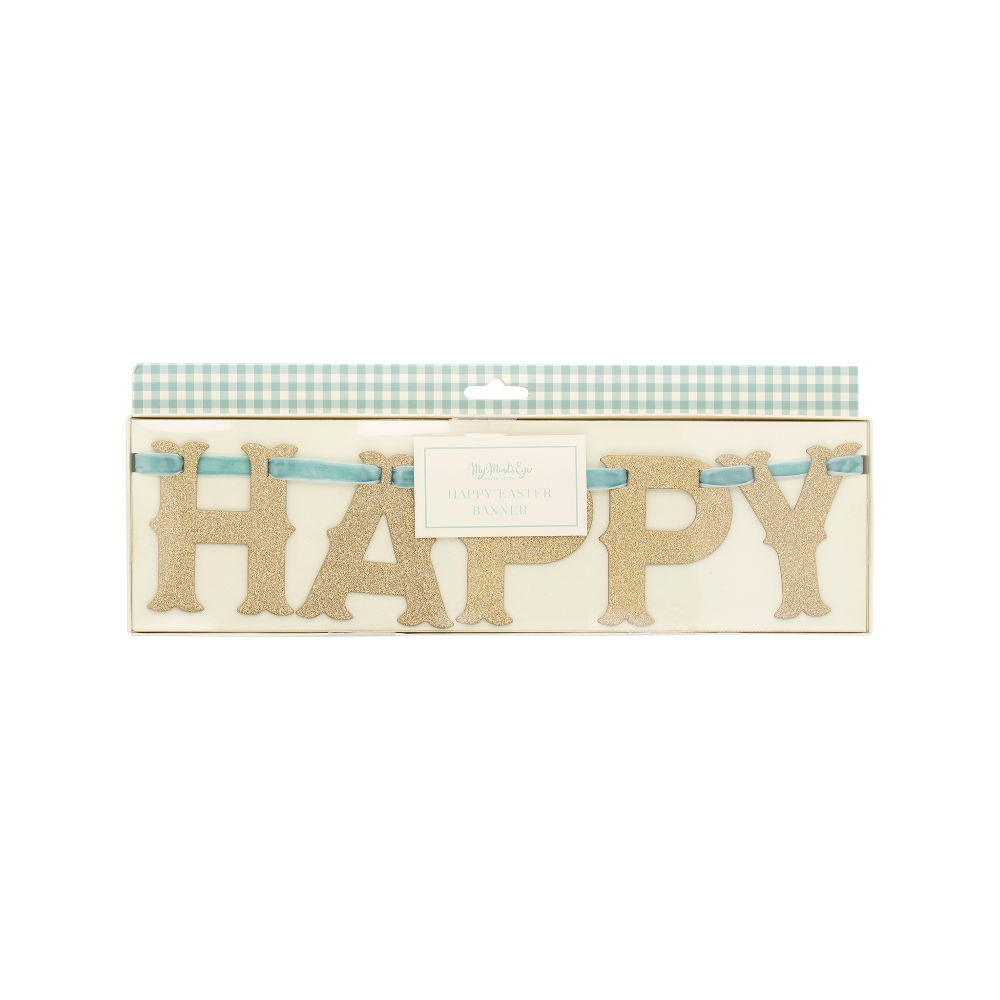 Vintage Happy Easter Glitter Banner