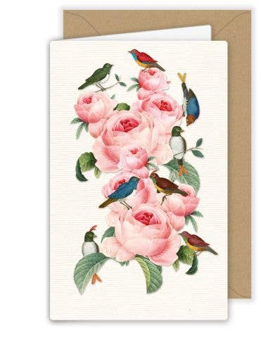 Roses and Birds Greeting Card