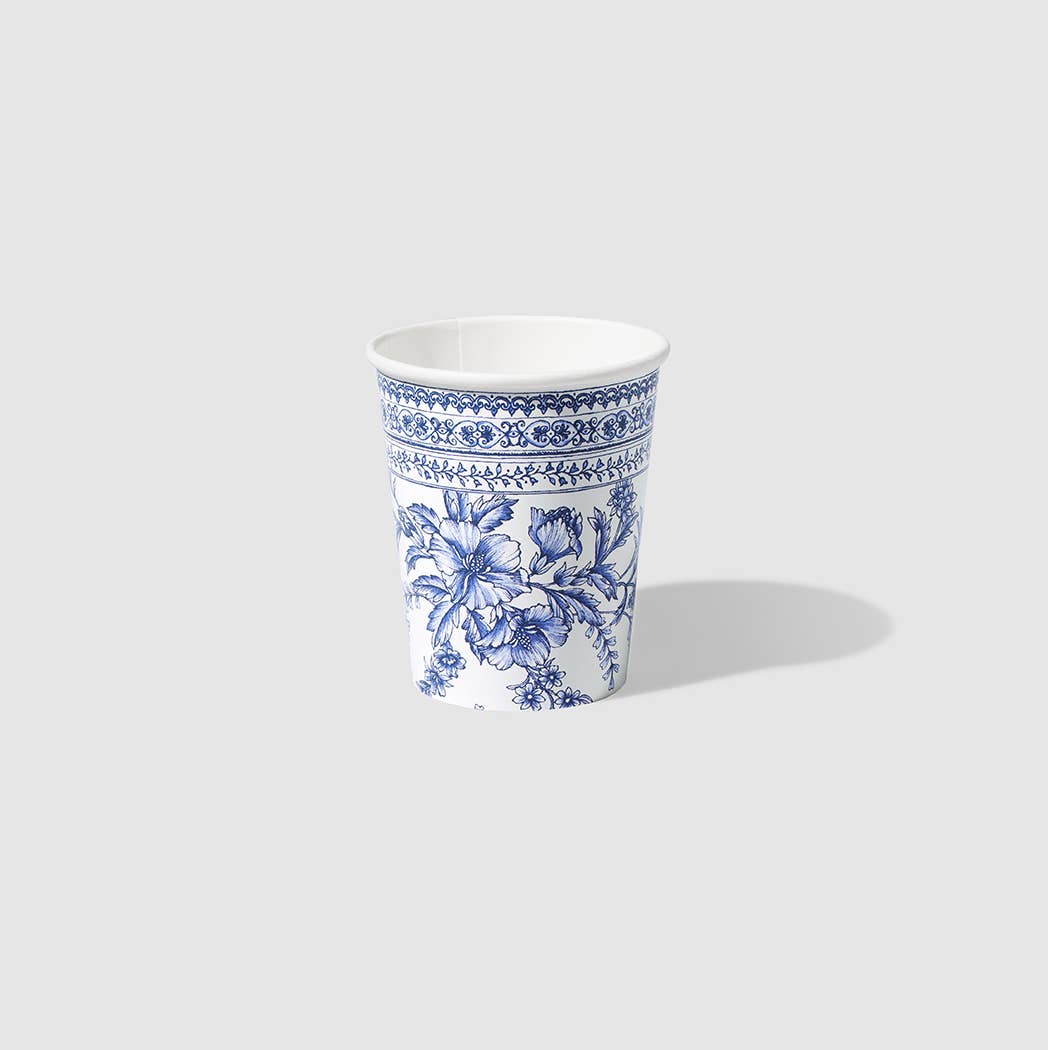 Blue and White French Toile Paper Party Paper Cups