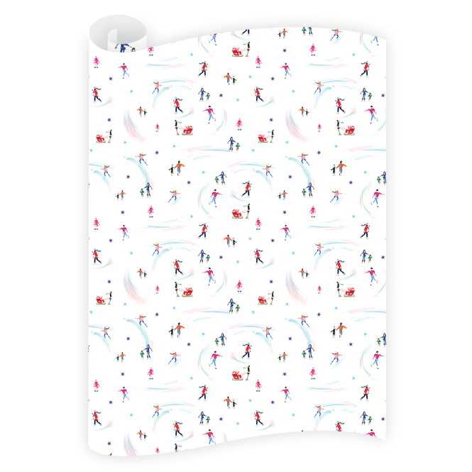 Dogwood Hill Empire Holiday Skaters Wrapping Paper Roll | Putti Christmas 