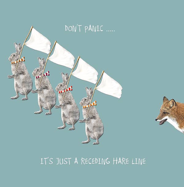 "Receding Hare Line" Greeting Card | Putti Celebrations