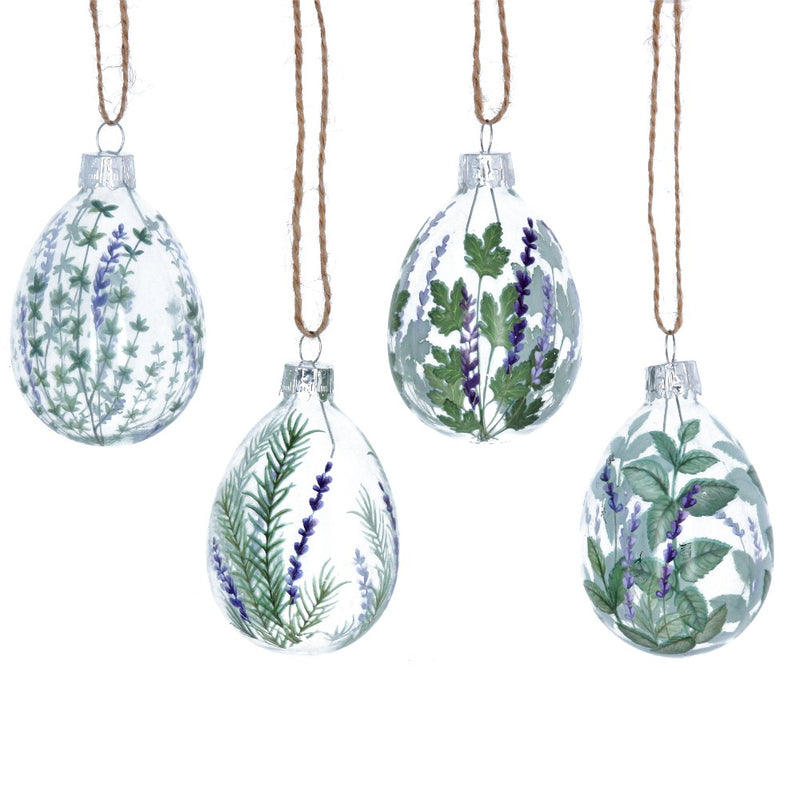 Herbs and Lavender Glass Egg Ornament | Putti Decorations