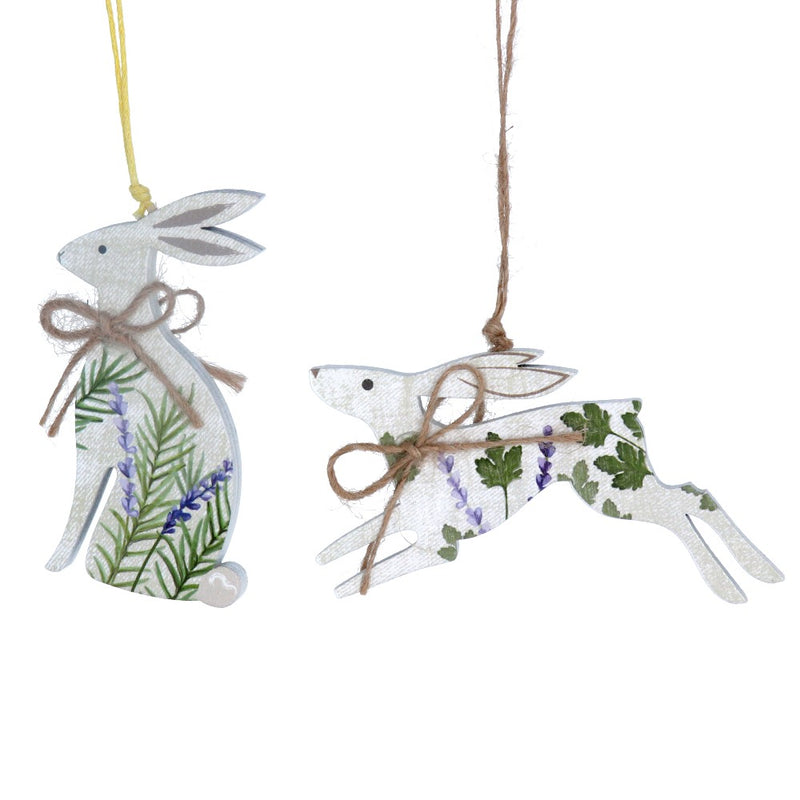 Gisela Graham Herbs Hare Wood Ornament | Putti Decorations