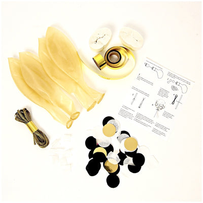Meri Meri Confetti Balloon Kit - Shine Black & Gold, MM-Meri Meri UK, Putti Fine Furnishings