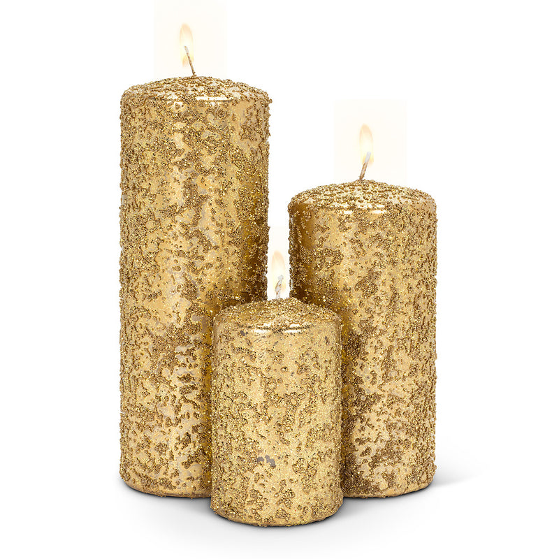 Gold Icy Candle - Large | Putti Christmas Celebrations 