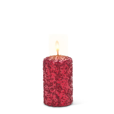 Small Red Icy Candle -  Putti Christmas Celebrations