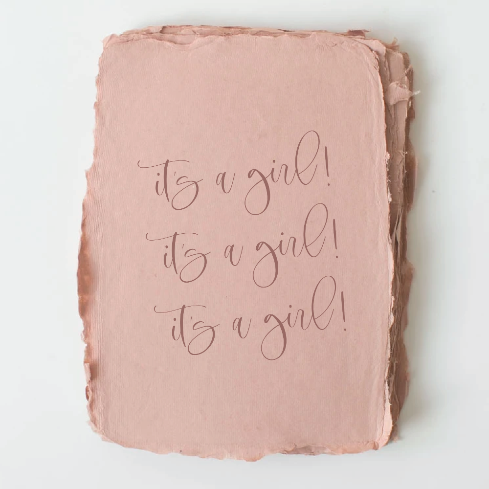 Handmade Paper "It's a Girl!" Baby Greeting Card