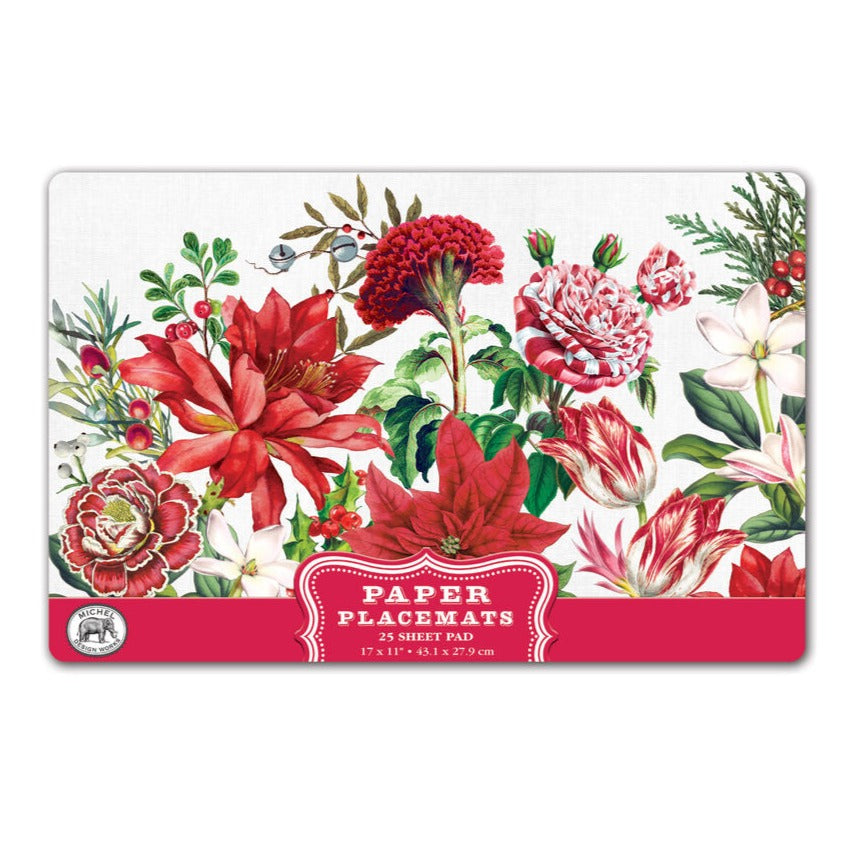 Michel Design Works Christmas Bouquet Paper Placemats | Putti Christmas 