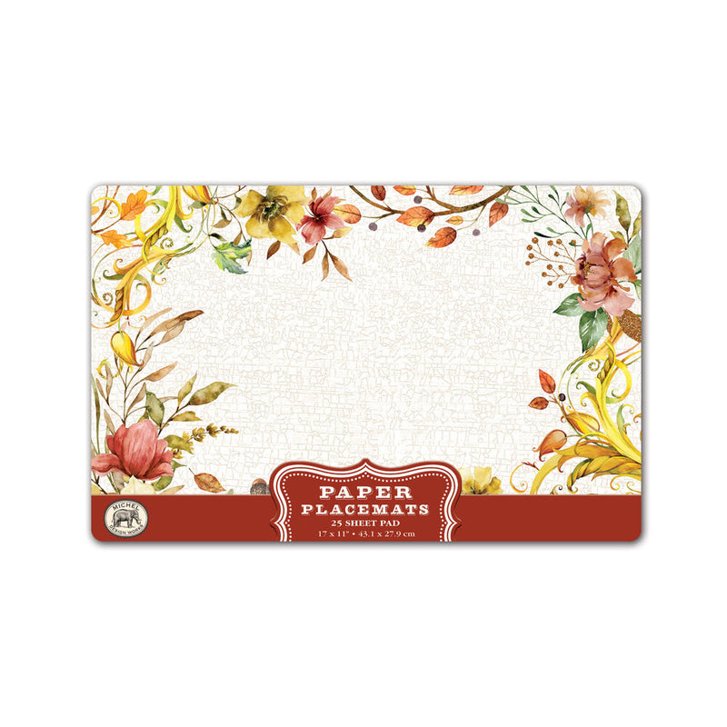 Fall Leaves & Flowers Paper Placemats | Putti Fine Furnishings 
