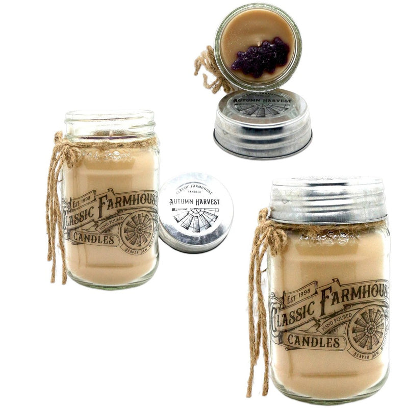 Classic Farmhouse Autumn Harvest Mason Jar Candle | Putti Fine Furnishings