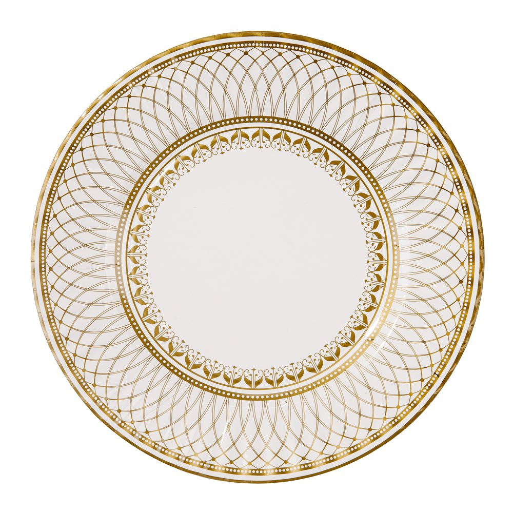  Party Porcelain Gold Large Paper Plates, TT-Talking Tables, Putti Fine Furnishings