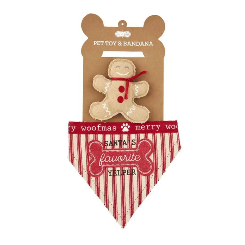 Mud Pie Dog Toy & Bandana Set - Santa's Favourite