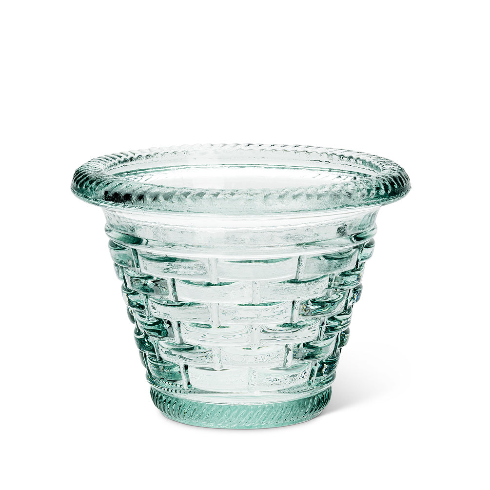 Small Woven Aqua Glass Pot - Putti Fine Furnishings