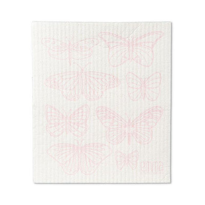 Pink Butterfly Swedish Dish Cloths - Set of 2  | Putti Fine Furnishings