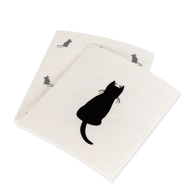 Cat & Mice Swedish Dish Cloth - set of 2  | Putti Fine Furnishings Canada