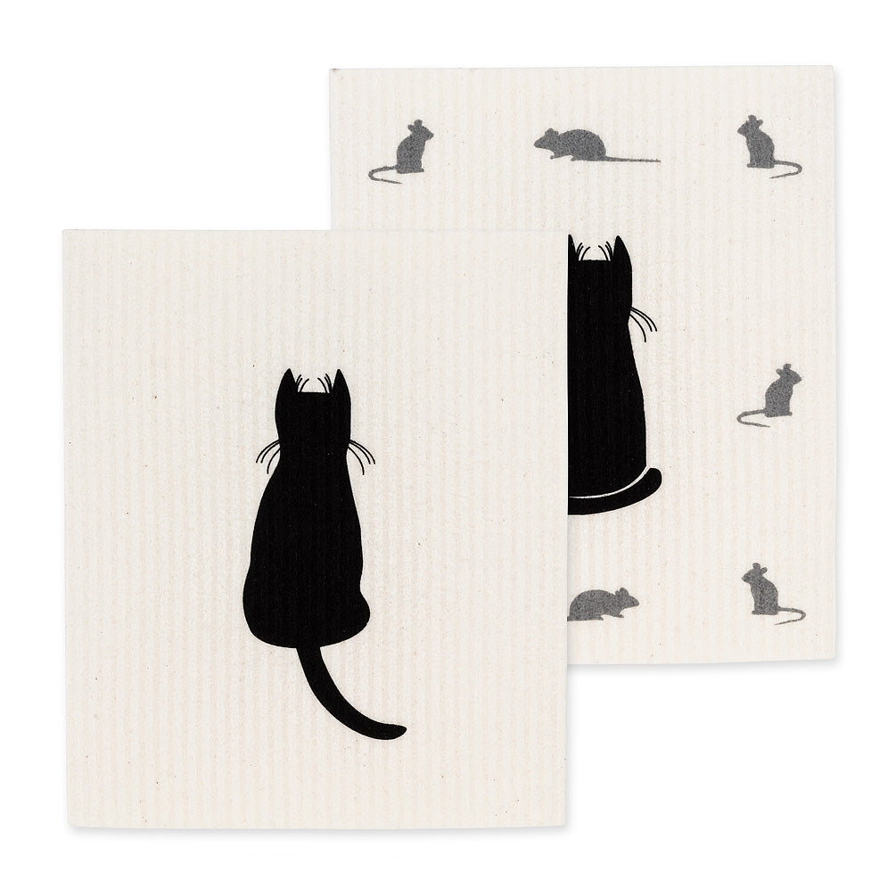 Cat & Mice Swedish Dish Cloth - set of 2  | Putti Fine Furnishings Canada 