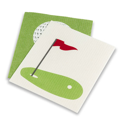 Golf Ball & Green Swedish Dish Cloths - Set of 2