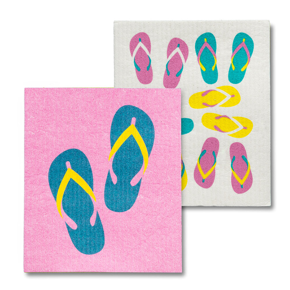 Flip Flops Swedish Dish Cloths - Set of 2 |  Putti Fine Furnishings 