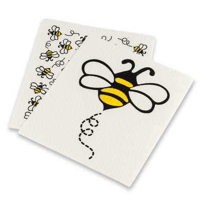 Allover Bees Swedish Dish Cloths-Set of 2  | Putti Fine Furnishings