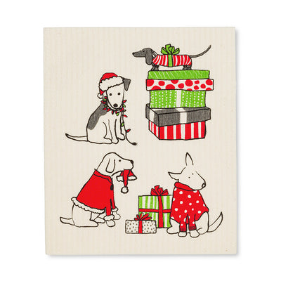 Holiday Dogs Swedish Dish Cloths-Set of 2 | Putti Christmas Canada