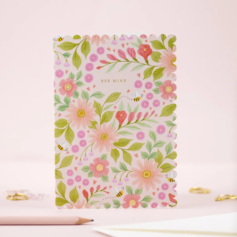 "Bee Mine" Floral Greeting Card