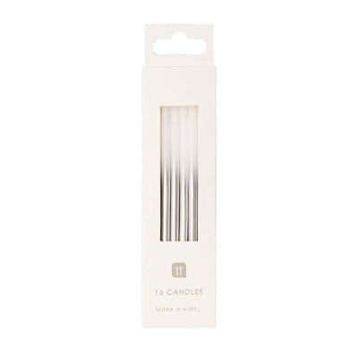 White and Silver Ombre Long Candles