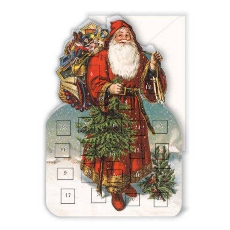 Die Cut Sant with Sack Advent Calendar Card | Putti Christmas Celebrations 