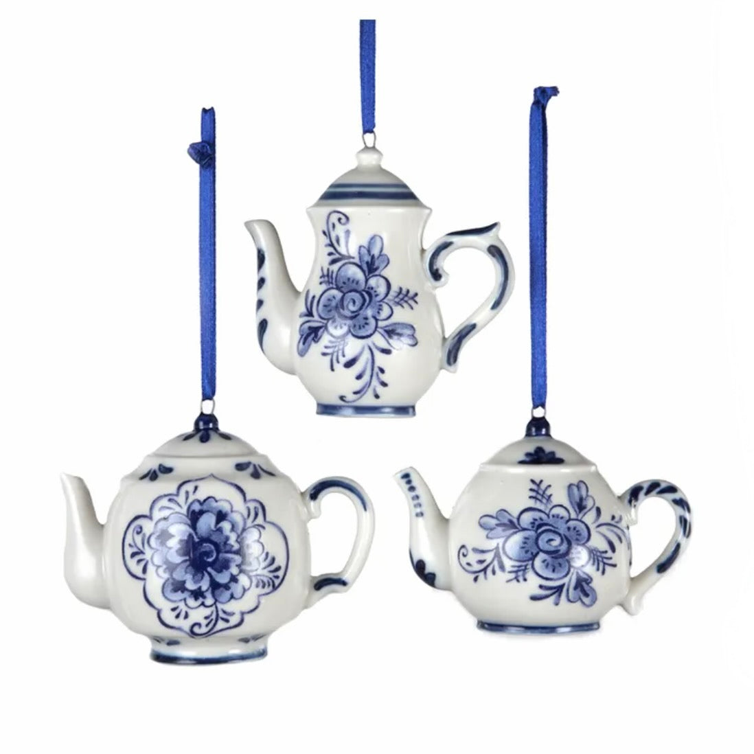 Kurt Adler Delft Blue Teapot Ornament