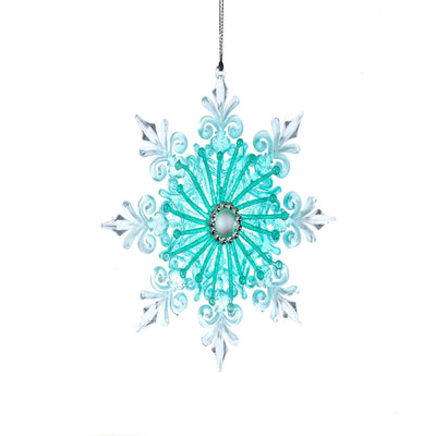 Kurt Adler Turquoise and Clear Snowflake Ornament