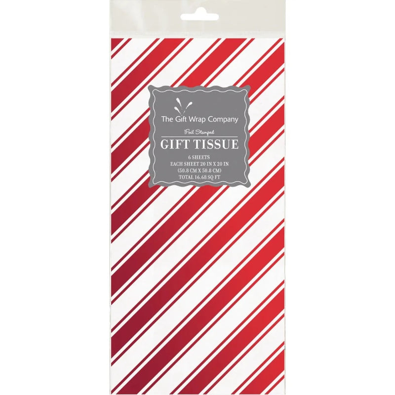 Foil Candy Cane Tissue Paper Pack of 6