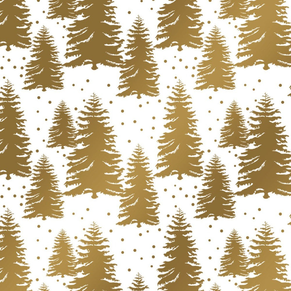 Gold Foil Trees Christmas Wrapping Paper Roll